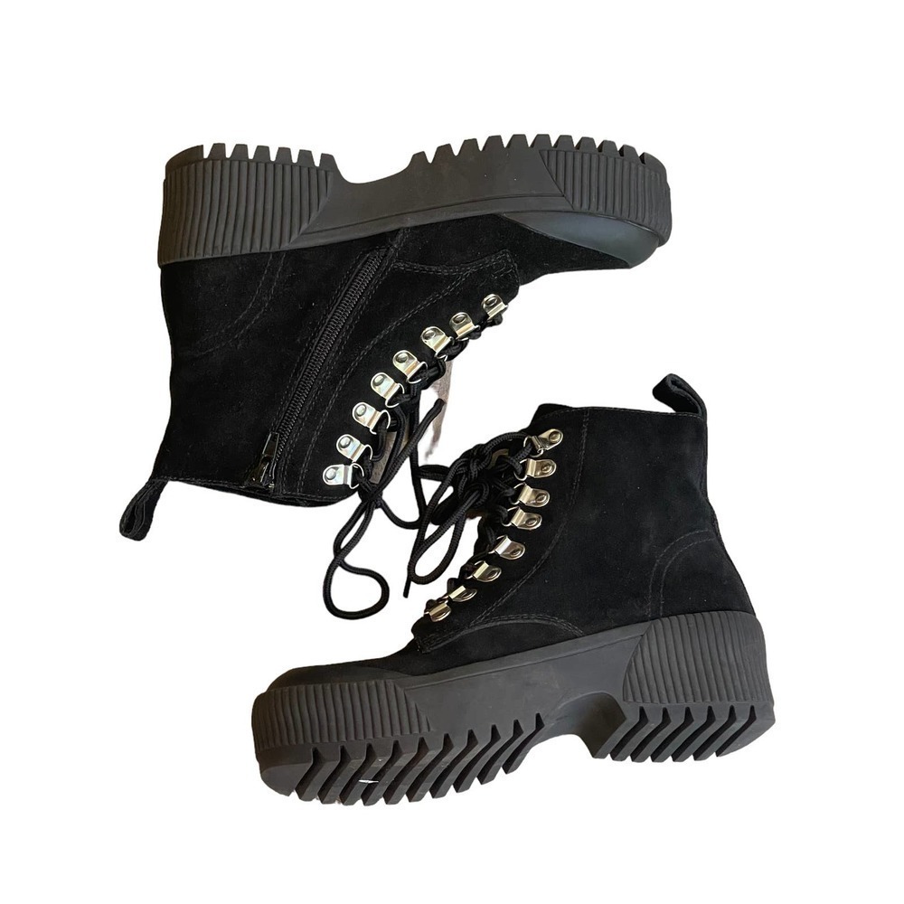 Jeffrey Campbell Finches Lace Up Combat Boot Shoes Black Women's Size 6